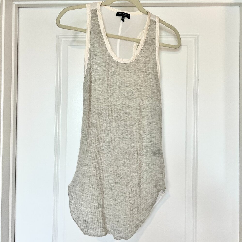 rag & bone Tank Top Shirt Women Small Gray Silk Trim Alpaca Sleeveless Racerback